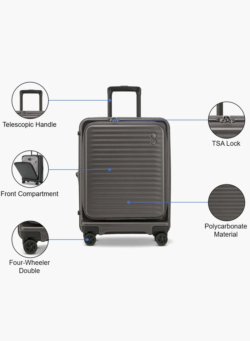 Echolac  Celestra FA+ 54 Cm 4-Double Wheeled Hardcase Expandable Cabin Luggage Trolley Case - Dark Grey  | Best Price UAE